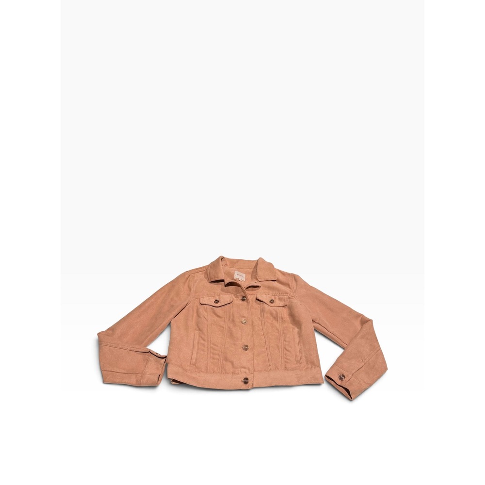 Candie's Faux Suede Trucker Jacket Blush Pink Tan Size M Button Front